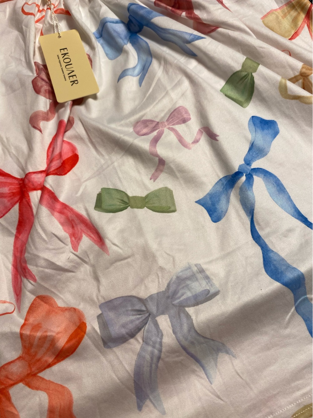 Ekouaer Women’s Bow-Print Sleep Tank & Shorts Pajama Set NWT Size Small - Picture 5 of 7
